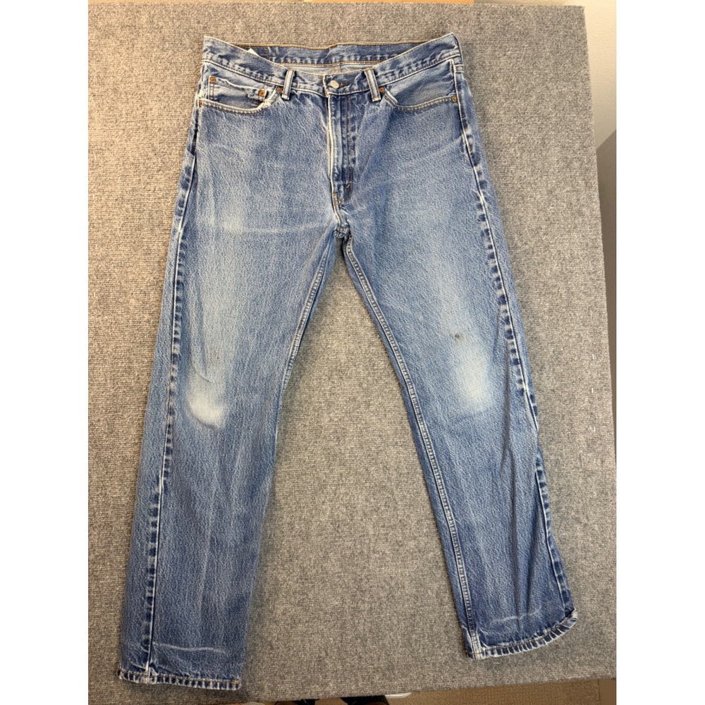 Levis 505 Mens 36x34 Blue Jeans Light Wash Cotton Regular Fit Straight Leg Y2K